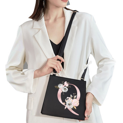 2022 Fashion Shoulder Bag Αρχικό όνομα Επιστολή Σειρά εκτύπωσης με μοτίβο ροζ λουλουδιών Commuter Bag Woman Bag Τσάντα βραδινή τσάντα