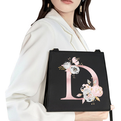 2022 Fashion Shoulder Bag Αρχικό όνομα Επιστολή Σειρά εκτύπωσης με μοτίβο ροζ λουλουδιών Commuter Bag Woman Bag Τσάντα βραδινή τσάντα