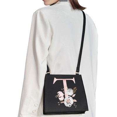 2022 Fashion Shoulder Bag Αρχικό όνομα Επιστολή Σειρά εκτύπωσης με μοτίβο ροζ λουλουδιών Commuter Bag Woman Bag Τσάντα βραδινή τσάντα