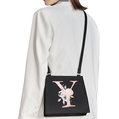 2022 Fashion Shoulder Bag Αρχικό όνομα Επιστολή Σειρά εκτύπωσης με μοτίβο ροζ λουλουδιών Commuter Bag Woman Bag Τσάντα βραδινή τσάντα