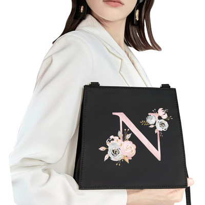 2022 Fashion Shoulder Bag Αρχικό όνομα Επιστολή Σειρά εκτύπωσης με μοτίβο ροζ λουλουδιών Commuter Bag Woman Bag Τσάντα βραδινή τσάντα