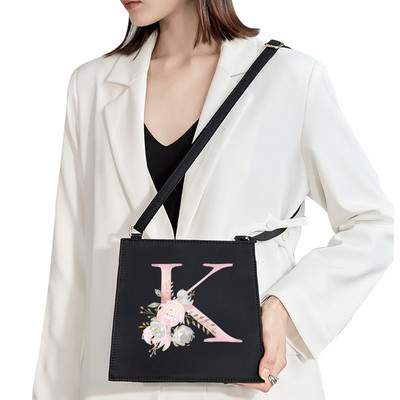 2022 Fashion Shoulder Bag Αρχικό όνομα Επιστολή Σειρά εκτύπωσης με μοτίβο ροζ λουλουδιών Commuter Bag Woman Bag Τσάντα βραδινή τσάντα