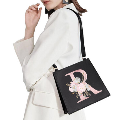 2022 Fashion Shoulder Bag Αρχικό όνομα Επιστολή Σειρά εκτύπωσης με μοτίβο ροζ λουλουδιών Commuter Bag Woman Bag Τσάντα βραδινή τσάντα
