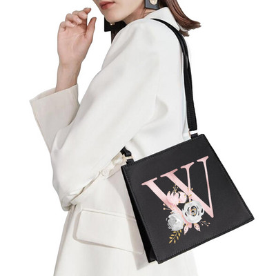 2022 Fashion Shoulder Bag Αρχικό όνομα Επιστολή Σειρά εκτύπωσης με μοτίβο ροζ λουλουδιών Commuter Bag Woman Bag Τσάντα βραδινή τσάντα