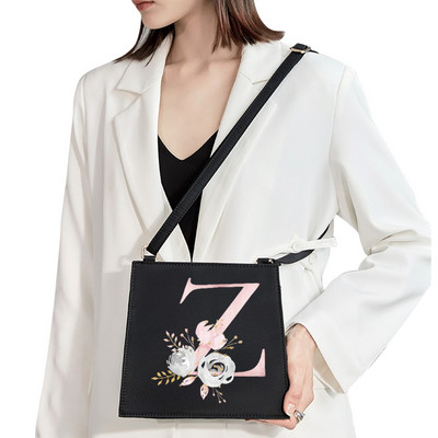 2022 Fashion Shoulder Bag Αρχικό όνομα Επιστολή Σειρά εκτύπωσης με μοτίβο ροζ λουλουδιών Commuter Bag Woman Bag Τσάντα βραδινή τσάντα