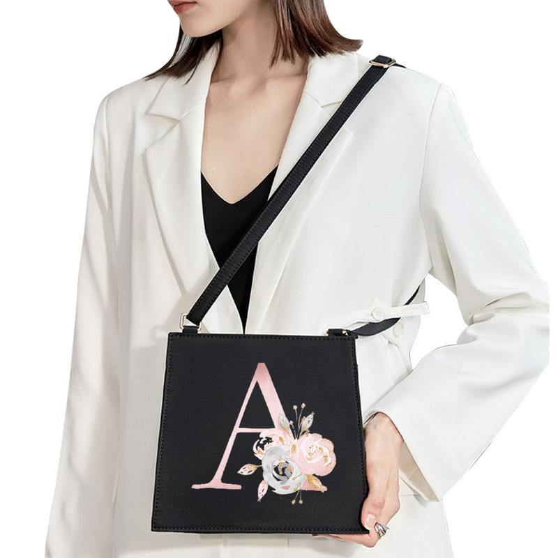 2022 Fashion Shoulder Bag Αρχικό όνομα Επιστολή Σειρά εκτύπωσης με μοτίβο ροζ λουλουδιών Commuter Bag Woman Bag Τσάντα βραδινή τσάντα