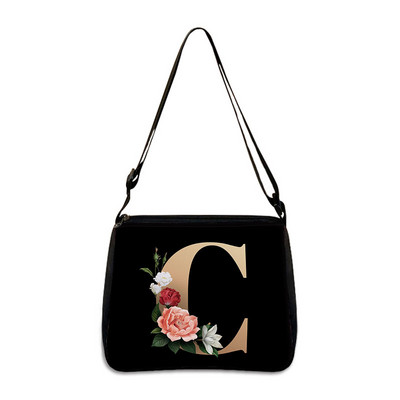 26 Flori Scrisoare Geantă de umăr Genți de mână de designer Simplu Pânză de umăr Cumpărături A - Z Geantă Messenger alfabet Geantă de petrecere