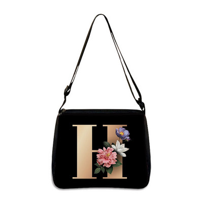 26 Flori Scrisoare Geantă de umăr Genți de mână de designer Simplu Pânză de umăr Cumpărături A - Z Geantă Messenger alfabet Geantă de petrecere