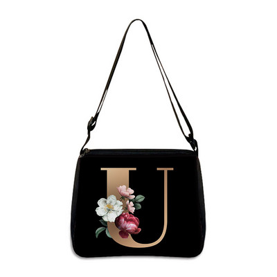 26 Flori Scrisoare Geantă de umăr Genți de mână de designer Simplu Pânză de umăr Cumpărături A - Z Geantă Messenger alfabet Geantă de petrecere