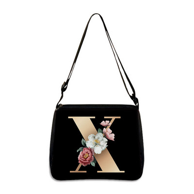 26 Flori Scrisoare Geantă de umăr Genți de mână de designer Simplu Pânză de umăr Cumpărături A - Z Geantă Messenger alfabet Geantă de petrecere