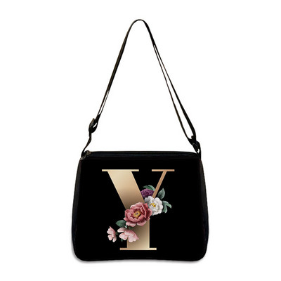 26 Flori Scrisoare Geantă de umăr Genți de mână de designer Simplu Pânză de umăr Cumpărături A - Z Geantă Messenger alfabet Geantă de petrecere