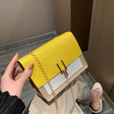 Δερμάτινες γυναικείες τσάντες χιαστί χρώματος αντίθεσης Τσάντα ταξιδιού 2021 Fashion Simple Shoulder Messenger Τσάντα Γυναικεία Mini Flap Bag