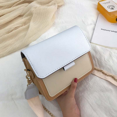 Δερμάτινες γυναικείες τσάντες χιαστί χρώματος αντίθεσης Τσάντα ταξιδιού 2021 Fashion Simple Shoulder Messenger Τσάντα Γυναικεία Mini Flap Bag