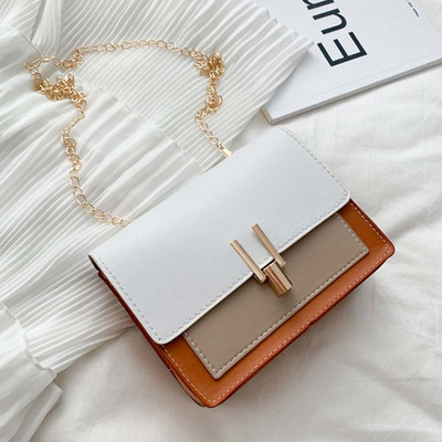 Δερμάτινες γυναικείες τσάντες χιαστί χρώματος αντίθεσης Τσάντα ταξιδιού 2021 Fashion Simple Shoulder Messenger Τσάντα Γυναικεία Mini Flap Bag