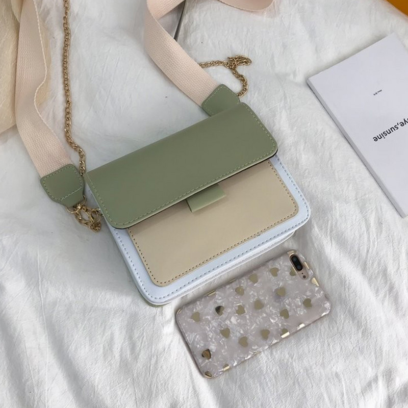 Δερμάτινες γυναικείες τσάντες χιαστί χρώματος αντίθεσης Τσάντα ταξιδιού 2021 Fashion Simple Shoulder Messenger Τσάντα Γυναικεία Mini Flap Bag