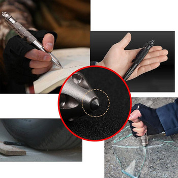 Отбранителна тактическа писалка Висококачествен алуминиев противоплъзгащ преносим писалка за самозащита стоманен инструмент за оцеляване с разбивач на стъкло