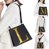 Τσάντα ώμου κορεατικού στιλ Γυναικεία τσάντα αγγελιοφόρου Χρυσά γράμματα Μοτίβο αρχικής ονομασίας Εκτύπωση Τσάντα μετακινήσεων Τσάντα κινητού τηλεφώνου