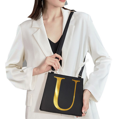 Τσάντα ώμου κορεατικού στιλ Γυναικεία τσάντα αγγελιοφόρου Χρυσά γράμματα Μοτίβο αρχικής ονομασίας Εκτύπωση Τσάντα μετακινήσεων Τσάντα κινητού τηλεφώνου