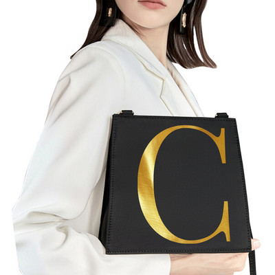 Τσάντα ώμου κορεατικού στιλ Γυναικεία τσάντα αγγελιοφόρου Χρυσά γράμματα Μοτίβο αρχικής ονομασίας Εκτύπωση Τσάντα μετακινήσεων Τσάντα κινητού τηλεφώνου