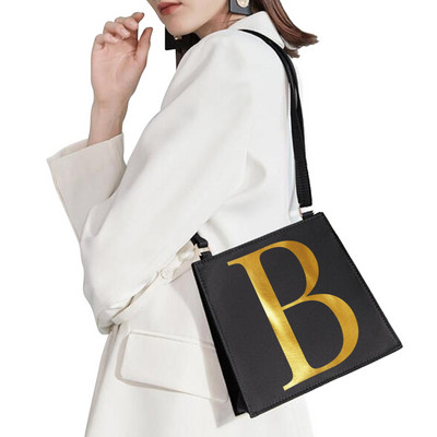 Τσάντα ώμου κορεατικού στιλ Γυναικεία τσάντα αγγελιοφόρου Χρυσά γράμματα Μοτίβο αρχικής ονομασίας Εκτύπωση Τσάντα μετακινήσεων Τσάντα κινητού τηλεφώνου