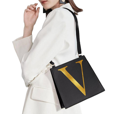 Τσάντα ώμου κορεατικού στιλ Γυναικεία τσάντα αγγελιοφόρου Χρυσά γράμματα Μοτίβο αρχικής ονομασίας Εκτύπωση Τσάντα μετακινήσεων Τσάντα κινητού τηλεφώνου