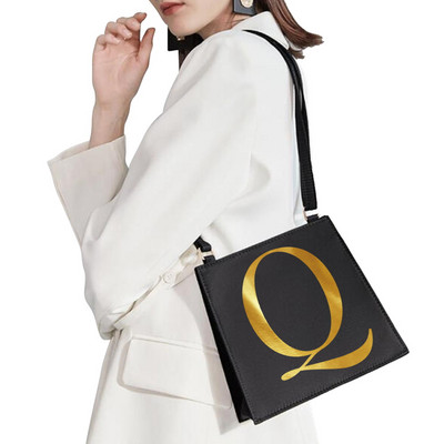 Τσάντα ώμου κορεατικού στιλ Γυναικεία τσάντα αγγελιοφόρου Χρυσά γράμματα Μοτίβο αρχικής ονομασίας Εκτύπωση Τσάντα μετακινήσεων Τσάντα κινητού τηλεφώνου