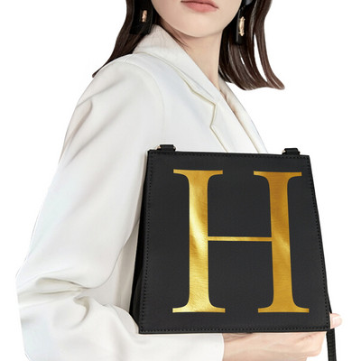 Τσάντα ώμου κορεατικού στιλ Γυναικεία τσάντα αγγελιοφόρου Χρυσά γράμματα Μοτίβο αρχικής ονομασίας Εκτύπωση Τσάντα μετακινήσεων Τσάντα κινητού τηλεφώνου