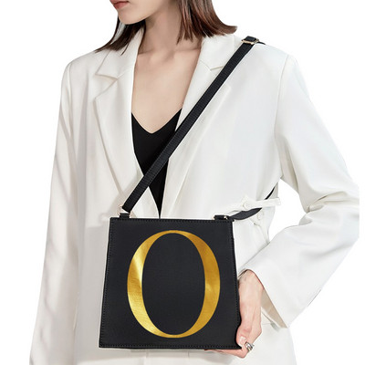 Τσάντα ώμου κορεατικού στιλ Γυναικεία τσάντα αγγελιοφόρου Χρυσά γράμματα Μοτίβο αρχικής ονομασίας Εκτύπωση Τσάντα μετακινήσεων Τσάντα κινητού τηλεφώνου