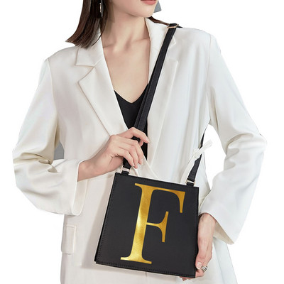 Τσάντα ώμου κορεατικού στιλ Γυναικεία τσάντα αγγελιοφόρου Χρυσά γράμματα Μοτίβο αρχικής ονομασίας Εκτύπωση Τσάντα μετακινήσεων Τσάντα κινητού τηλεφώνου