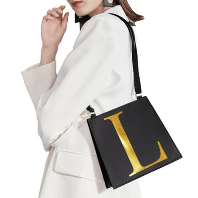 Τσάντα ώμου κορεατικού στιλ Γυναικεία τσάντα αγγελιοφόρου Χρυσά γράμματα Μοτίβο αρχικής ονομασίας Εκτύπωση Τσάντα μετακινήσεων Τσάντα κινητού τηλεφώνου
