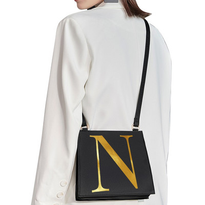 Τσάντα ώμου κορεατικού στιλ Γυναικεία τσάντα αγγελιοφόρου Χρυσά γράμματα Μοτίβο αρχικής ονομασίας Εκτύπωση Τσάντα μετακινήσεων Τσάντα κινητού τηλεφώνου