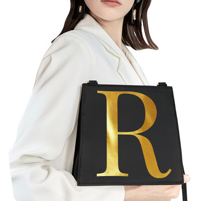 Τσάντα ώμου κορεατικού στιλ Γυναικεία τσάντα αγγελιοφόρου Χρυσά γράμματα Μοτίβο αρχικής ονομασίας Εκτύπωση Τσάντα μετακινήσεων Τσάντα κινητού τηλεφώνου