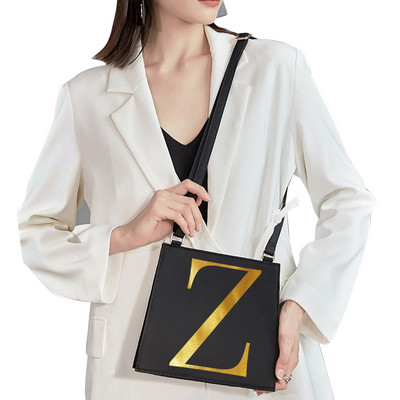 Τσάντα ώμου κορεατικού στιλ Γυναικεία τσάντα αγγελιοφόρου Χρυσά γράμματα Μοτίβο αρχικής ονομασίας Εκτύπωση Τσάντα μετακινήσεων Τσάντα κινητού τηλεφώνου
