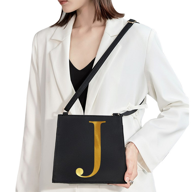 Τσάντα ώμου κορεατικού στιλ Γυναικεία τσάντα αγγελιοφόρου Χρυσά γράμματα Μοτίβο αρχικής ονομασίας Εκτύπωση Τσάντα μετακινήσεων Τσάντα κινητού τηλεφώνου