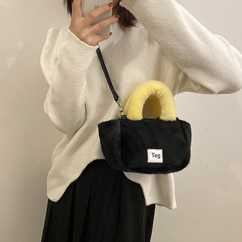 Naiste plüüsist käekotid Sügis ja Talv Uus Bucket Õlakott Kirjade kott Luksuslik brändi rahakott ja kotid Kvaliteetne kott