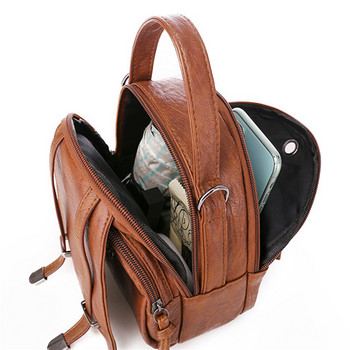 Модни ретро чанти през рамо през рамо за жени Ретро PU кожена дамска чанта Малка опаковка Портмоне с джоб с много ципове Женска торбичка