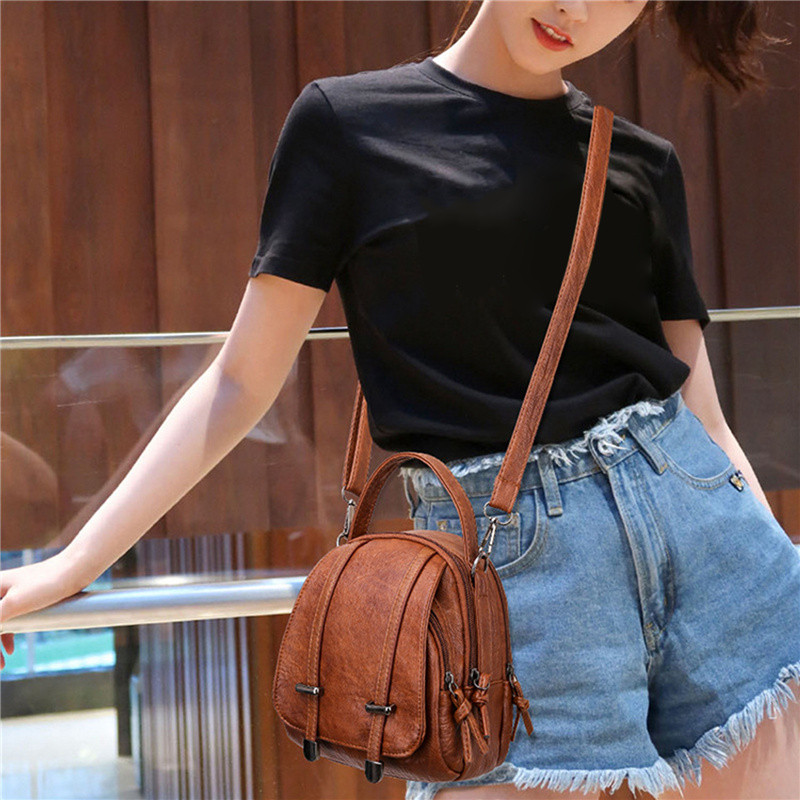 Moodsad vintage Crossbody õlakotid naistele Retro PU-nahast käekott Väike pakk mitme lukuga taskuga rahakott naiste kott