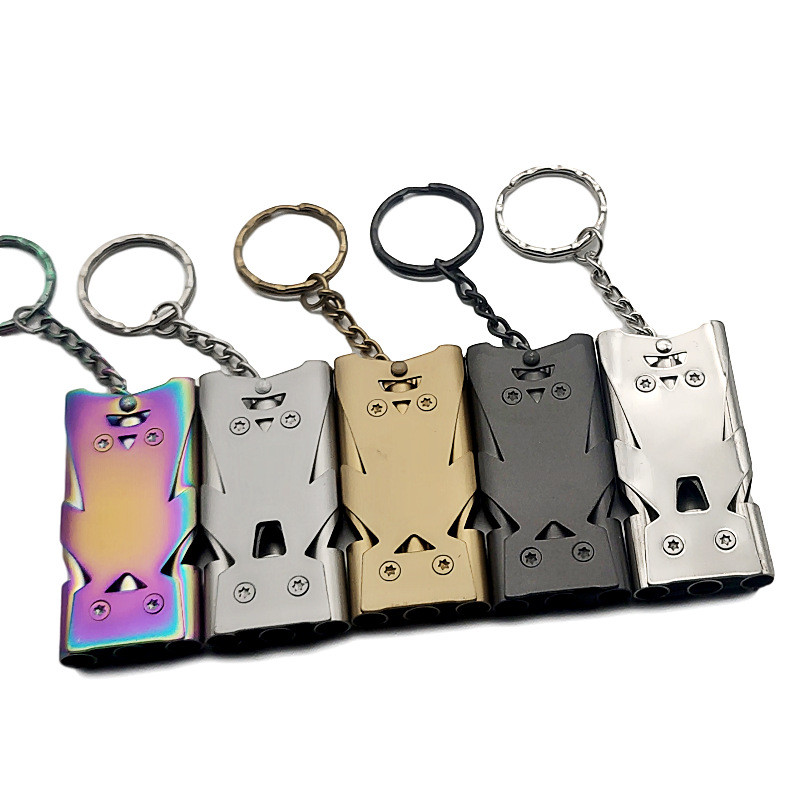 Kaasaskantav kolmetoru kõrge detsibelli vilega hädaabi SOS vile võtmehoidja EDC tööriist välitingimustes ellujäämise rõõmustav vile