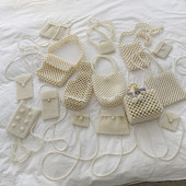 Μίνι μαργαριταρένια τσάντα χειροποίητη Vintage EVA με χάντρες μόδας πάρτι πάρτι τσάντα ώμου Γυναικεία τσάντες γάμου 2019 Πολυτελές γυναικείο τσαντάκι με νομίσματα