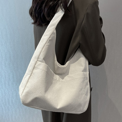 Κοτλέ τσάντα μονόχρωμη γυναικεία καμβά τσάντες ώμου Γυναικείες casual γυναικείες σχεδιαστές Hasp Τσάντα Trend Shopper Τσάντα