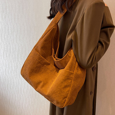 Κοτλέ τσάντα μονόχρωμη γυναικεία καμβά τσάντες ώμου Γυναικείες casual γυναικείες σχεδιαστές Hasp Τσάντα Trend Shopper Τσάντα