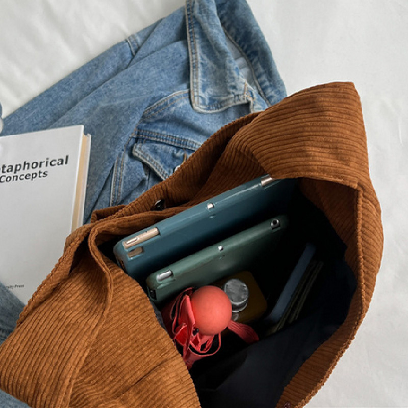 Κοτλέ τσάντα μονόχρωμη γυναικεία καμβά τσάντες ώμου Γυναικείες casual γυναικείες σχεδιαστές Hasp Τσάντα Trend Shopper Τσάντα