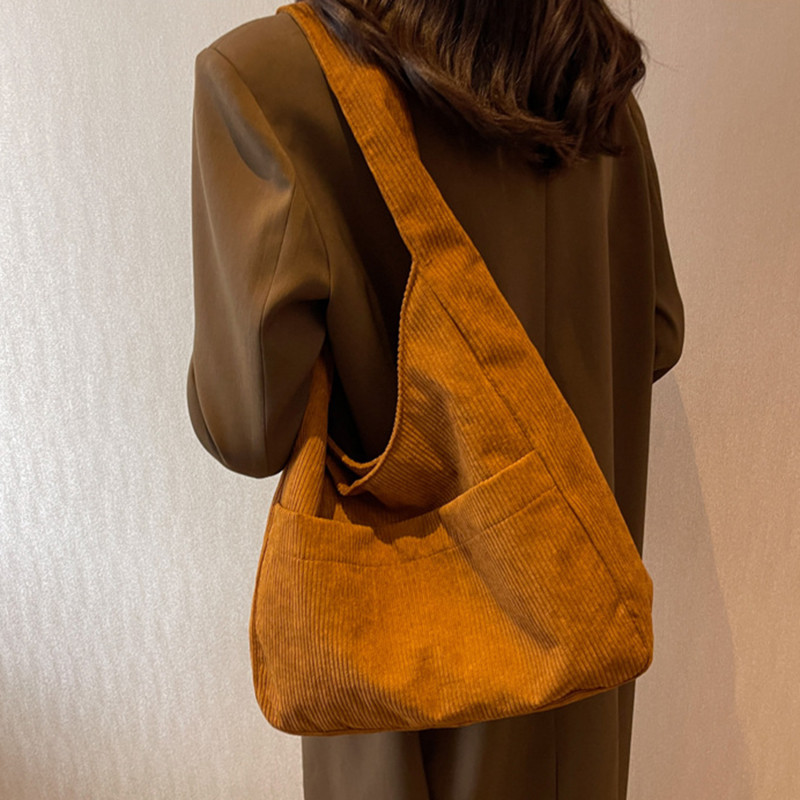 Κοτλέ τσάντα μονόχρωμη γυναικεία καμβά τσάντες ώμου Γυναικείες casual γυναικείες σχεδιαστές Hasp Τσάντα Trend Shopper Τσάντα