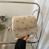 Τσάντα χιαστί ώμου μόδας δαντέλα λουλούδι Straw Summer Beach Shopper Τσάντα Γυναικεία χειροποίητη υφασμένη επώνυμη τσάντα σχεδιαστή για κορίτσια