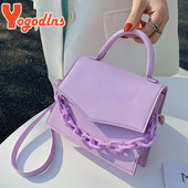 Geantă pătrată cu lanțuri de modă Yogodlns pentru femei, geantă de umăr, din piele PU