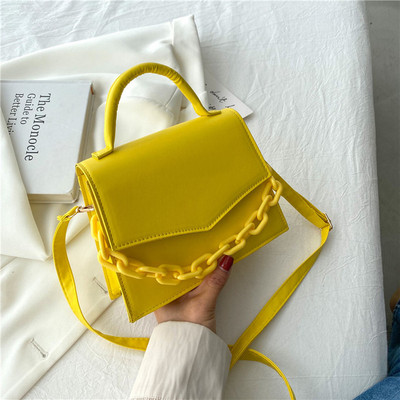 Geantă pătrată cu lanțuri de modă Yogodlns pentru femei, geantă de umăr, din piele PU