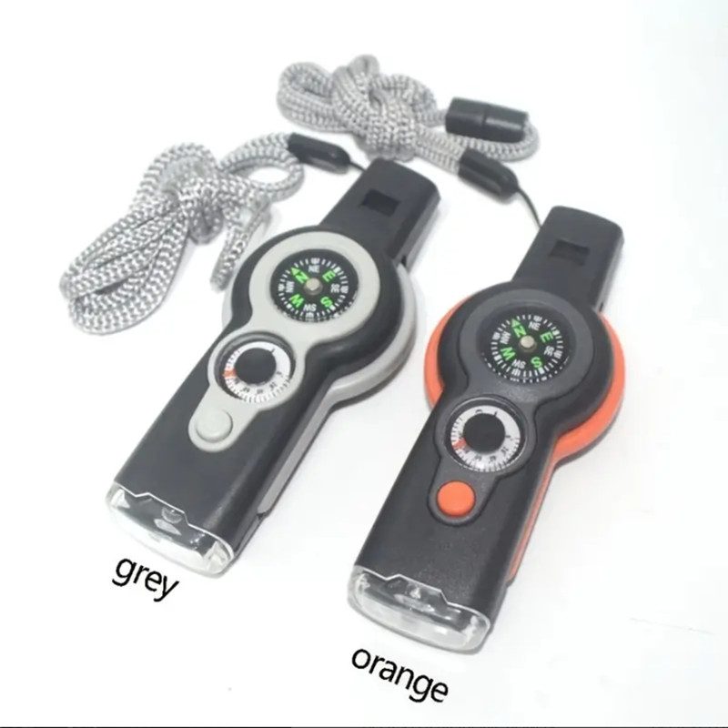 7 viename daugiafunkcinis lauko gelbėjimo švilpukas kempingo nešiojamas avarinis SOS švilpukas su LED šviesos termometro kompasu