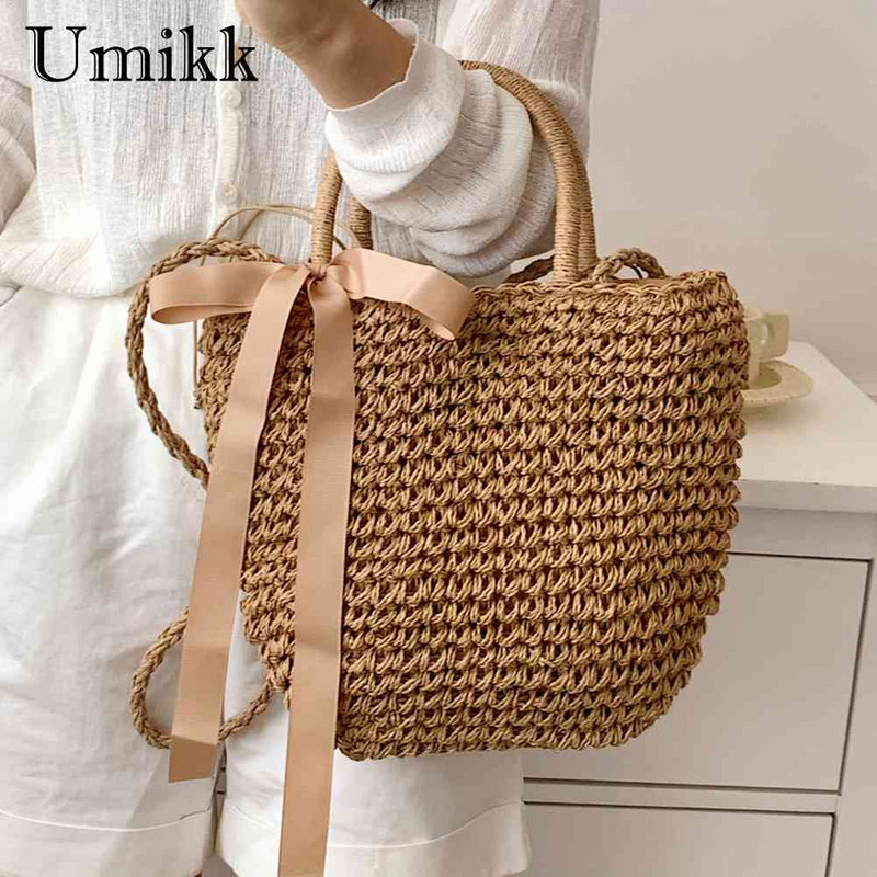 Naiste kootud kandekott Naiste käsitsi kootud käekott rotangist kott Suure mahutavusega nöör vabaaja rannas õlgõlg rist kehaga kott