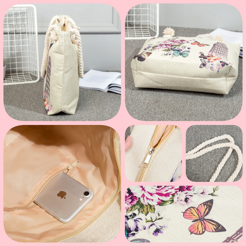 Τσάντες ώμου Sea Series Χαριτωμένα τσάντες με στάμπα με κορίτσι φάλαινας Λινά γυναικείες τσάντες υψηλής χωρητικότητας Ταξιδιωτικές τσάντες παραλίας Νέα οικολογική τσάντα αγορών