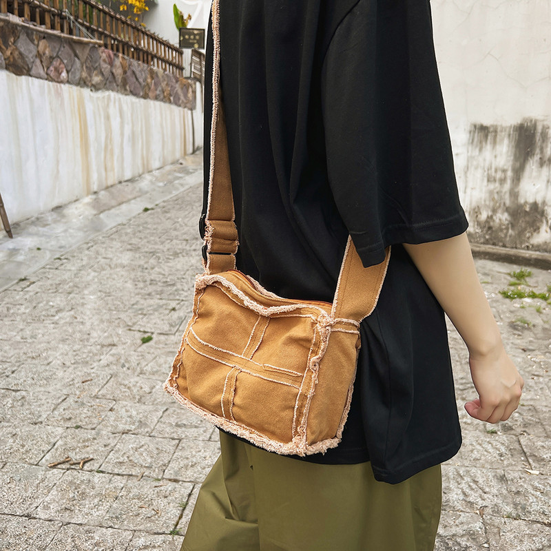 Geantă mică de umăr din pânză pentru femei, geantă de mesager din pânză groasă, genți retro vintage pentru femei, poșetă drăguță pentru fete 2023
